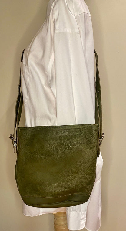Vintage Roots Green Leather Crossbody Purse