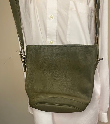 Vintage Roots Green Leather Crossbody Purse