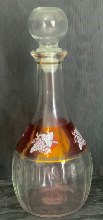 Vintage Ruby Red and Gold Leaf Decanter