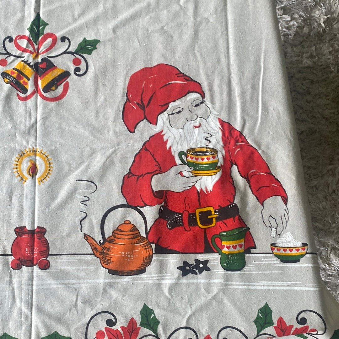 Vintage Santa Claus and Maiden Christmas Tablecloth - HLJ at HomeVintage Santa Claus and Maiden Christmas TableclothTableclothVintage