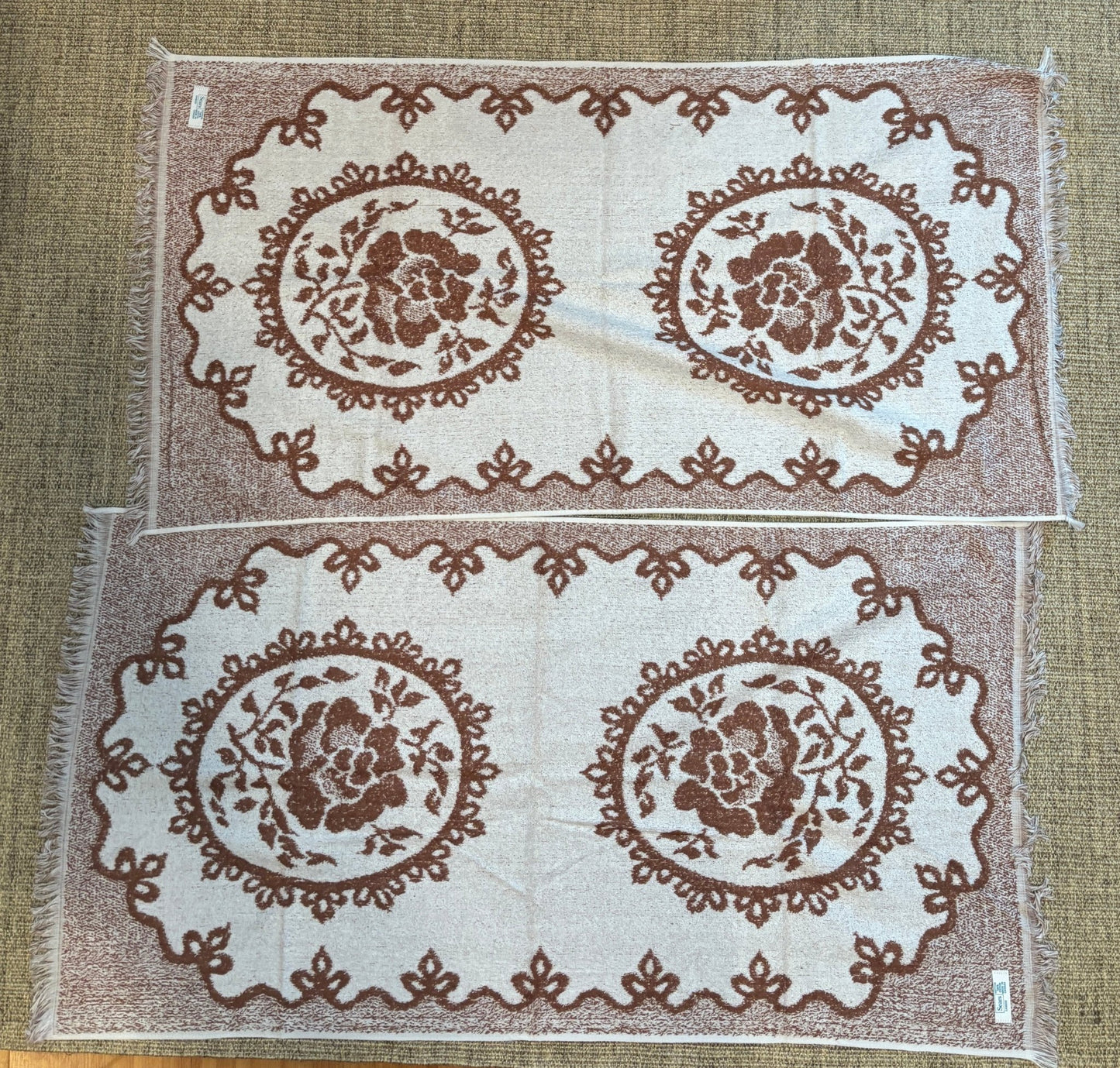 Vintage Brown Floral Bath Towels