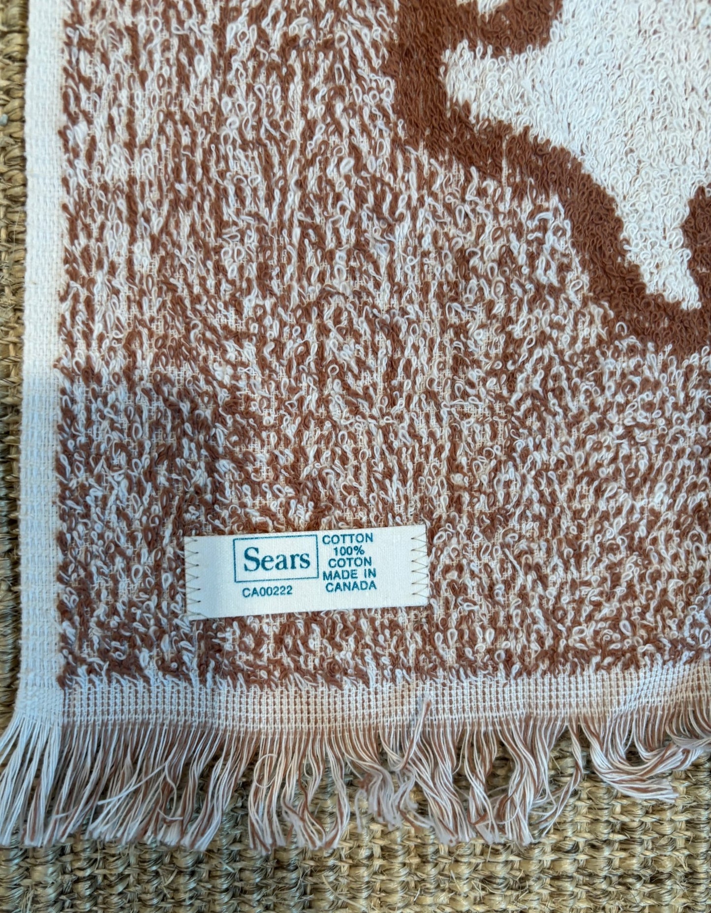 Vintage Sears Canada Brown Floral Bath Towels