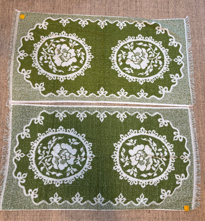 Vintage Sears Canada Green Floral Bath Towels