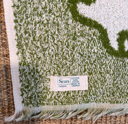 Vintage Sears Canada Green Floral Bath Towels