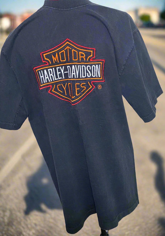 Vintage Single Stitch Harley Davidson Embroidered Logo T Shirt