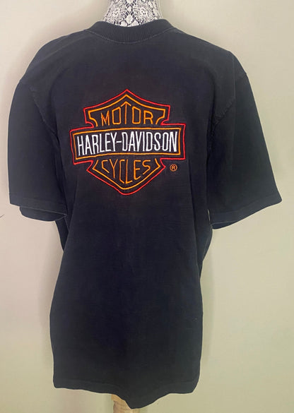 Vintage Single Stitch Harley Davidson Embroidered Logo T Shirt