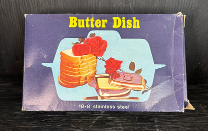 Vintage Stainless Steel Butter Dish