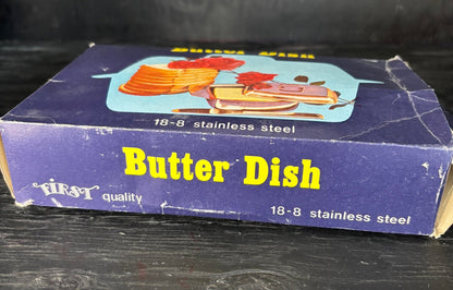 Vintage Stainless Steel Butter Dish