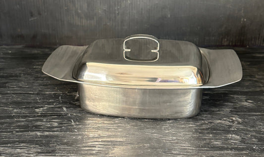 Vintage Stainless Steel Butter Dish
