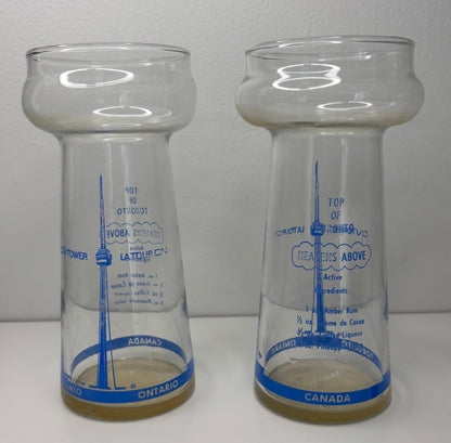 Vintage Top of Toronto CN Tower Cocktail Drinking Glasses