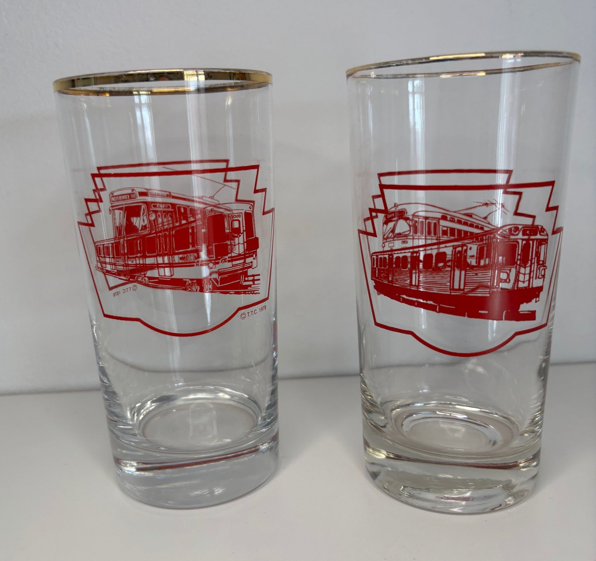 Vintage Toronto Transit Commission TTC Vehicle Drink Glasses