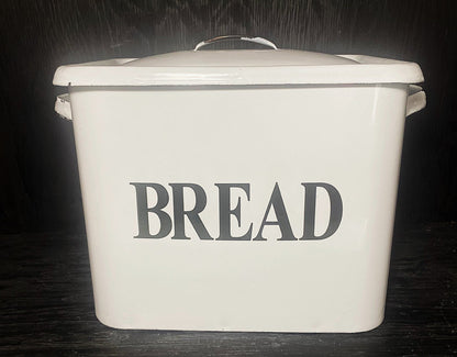 White Enamel Bread Box