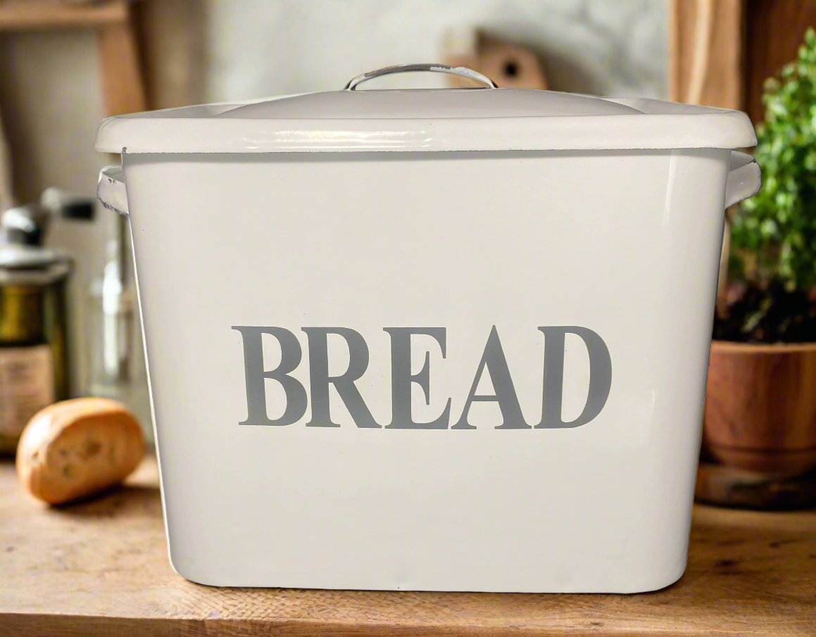 Vintage White Enamel Bread Box - HLJ at HomeVintage White Enamel Bread BoxBread BoxVintage