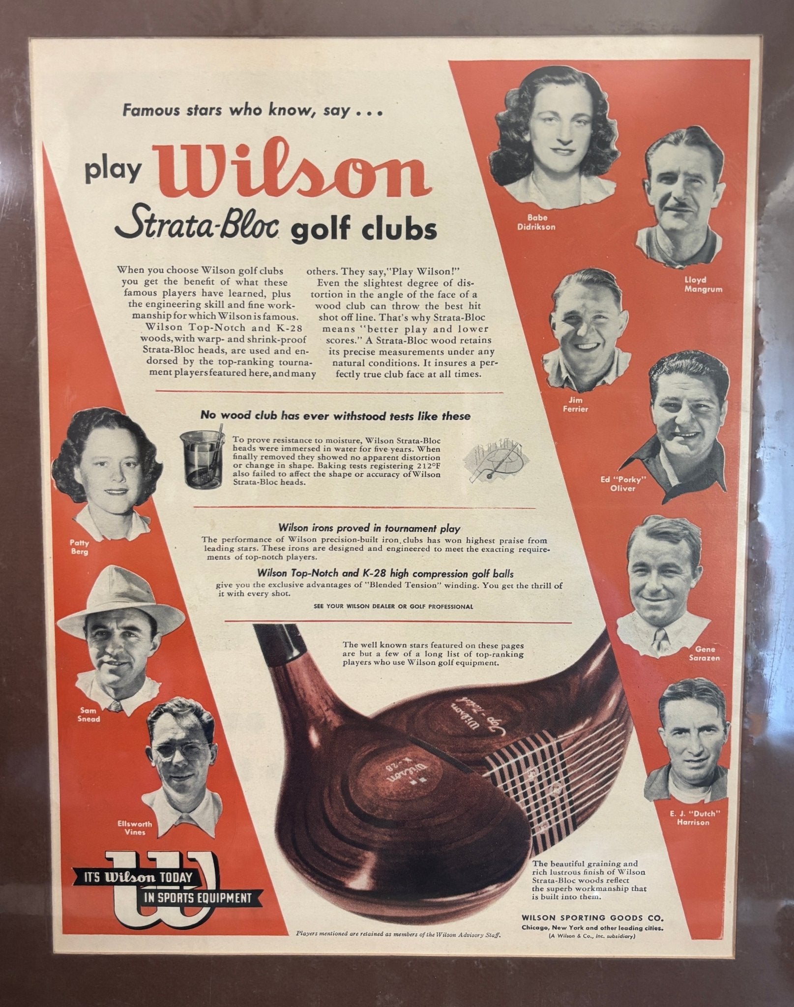 Sam Snead Golf Clubs Advertisement Poster