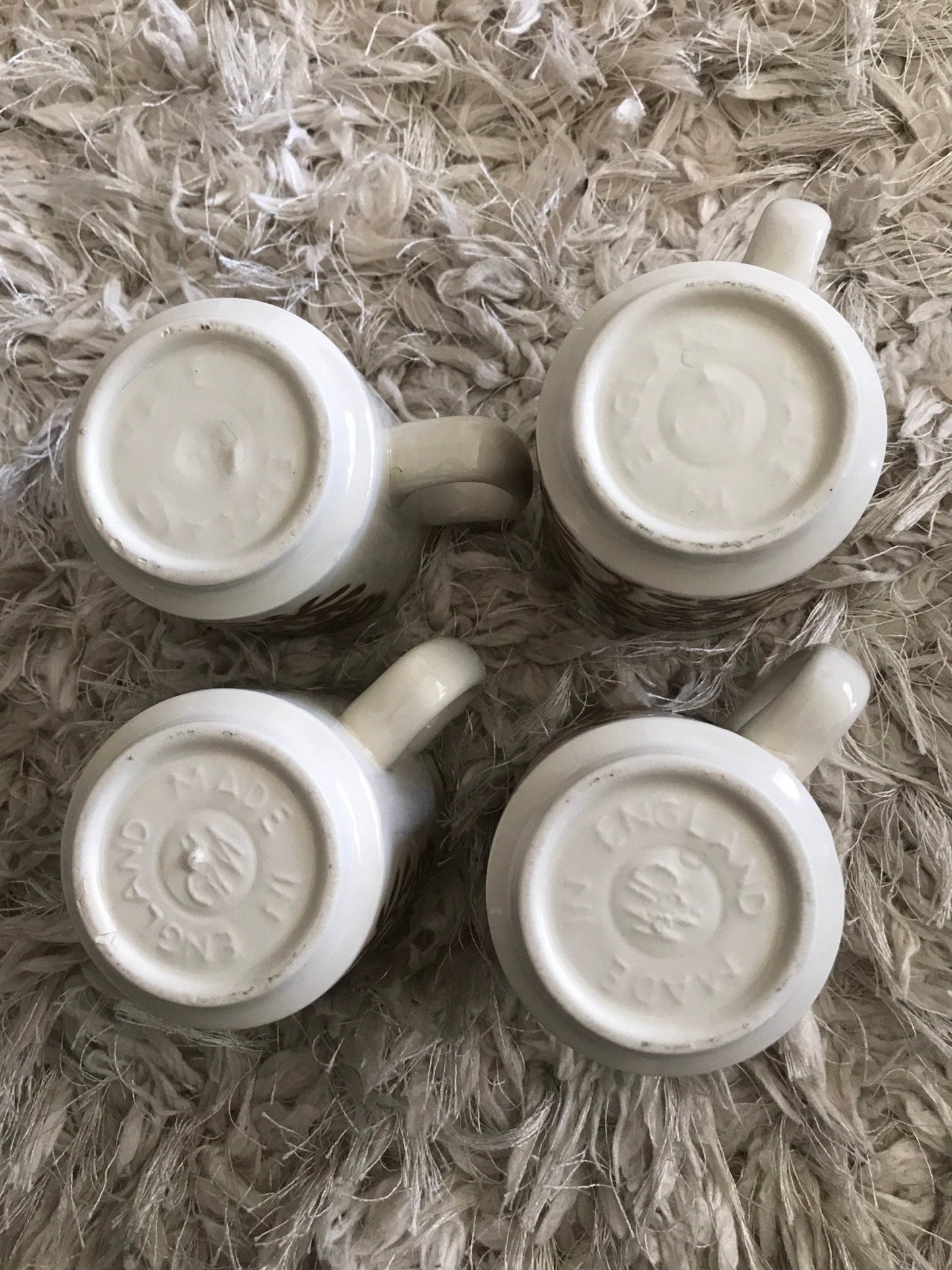 Vintage WP England Brown Flowers Floral Coffee Mugs