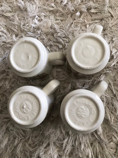 Vintage WP England Brown Flowers Floral Coffee Mugs