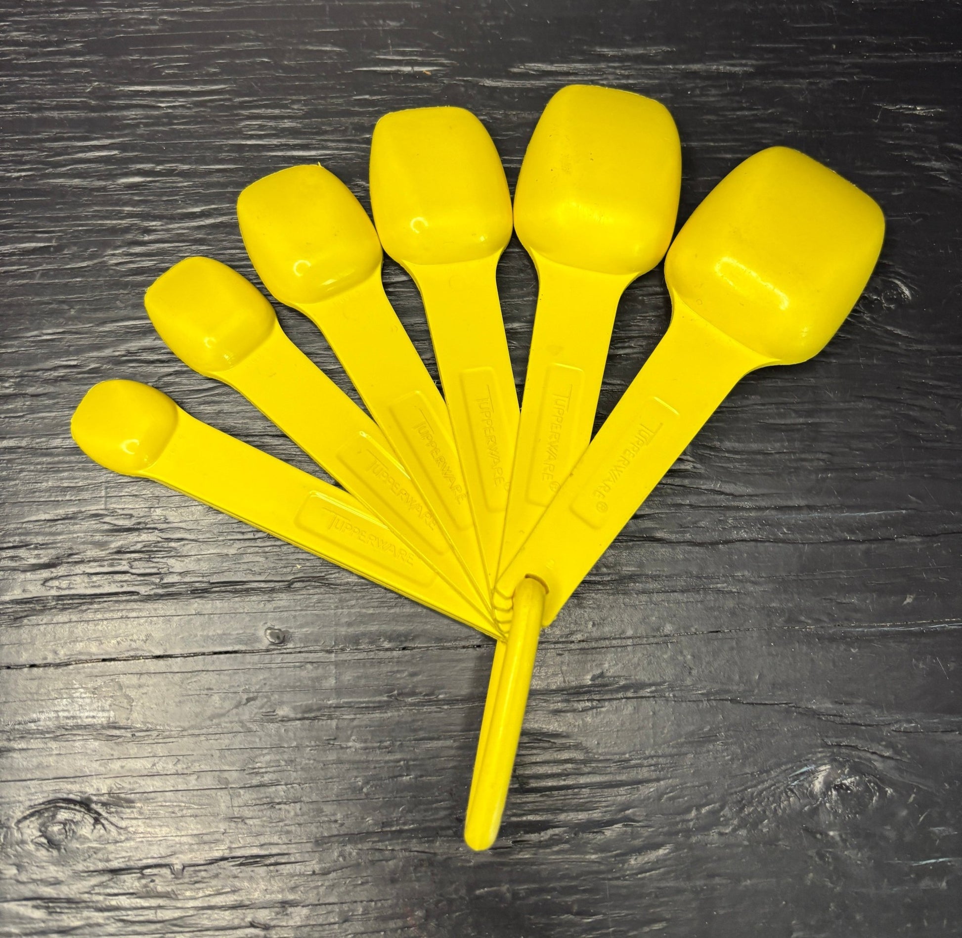 Vintage Yellow Tupperware Measuring Spoons