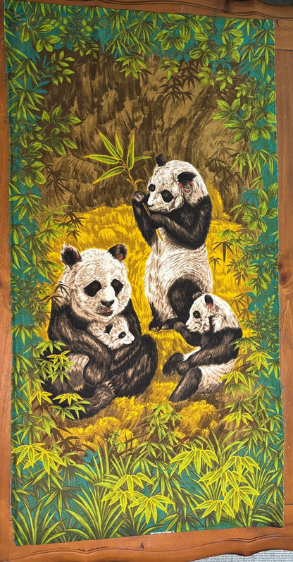Wesco Reltex Panda Theme Vintage Tapestry Wall Hanging