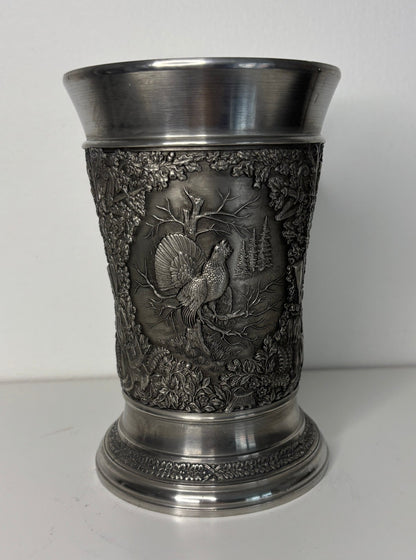 Woodland Theme Vintage Pewter Cup