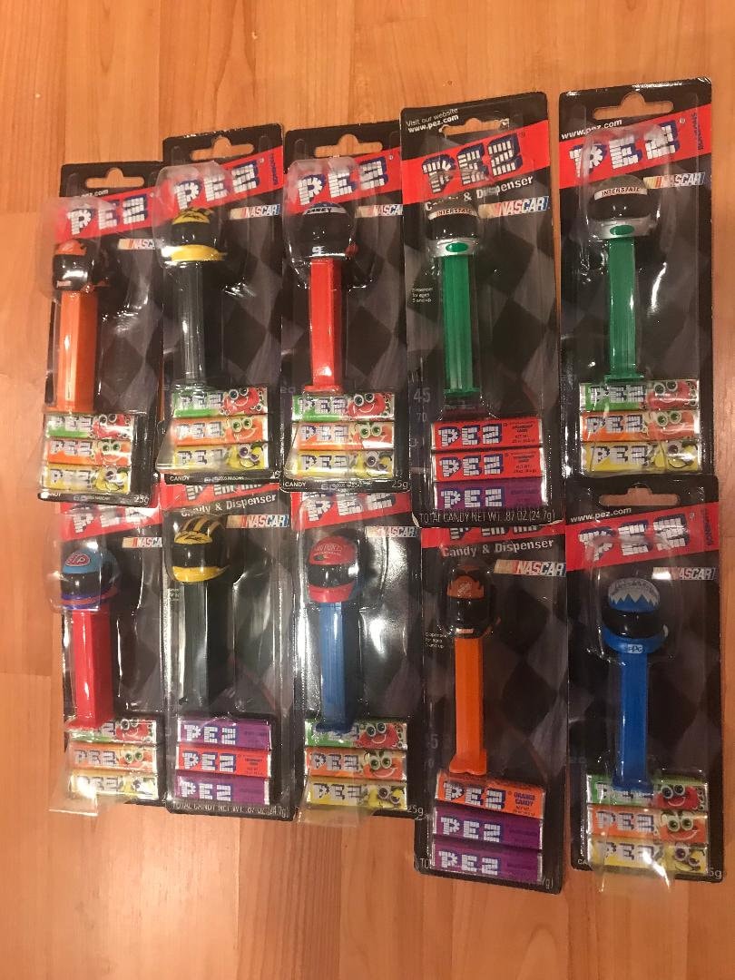 Vintage NASCAR Helmets Pez Dispensers New on Cards