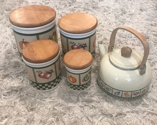 Vintage Himark Ceramic Canisters and Teapot