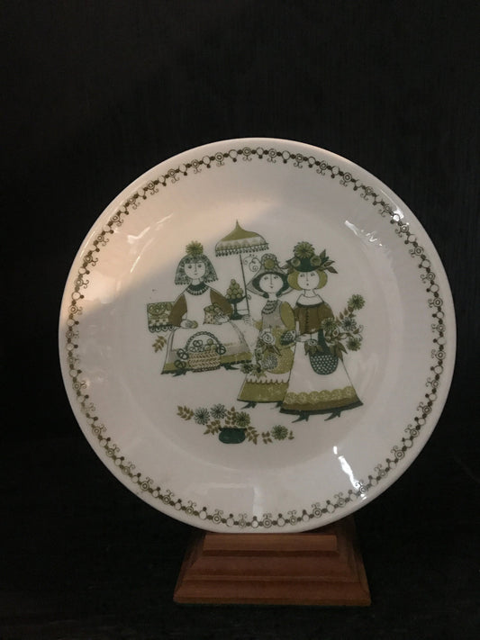 Vintage Figgjo Norway Flint Turi Design Market Pattern Dessert Plate