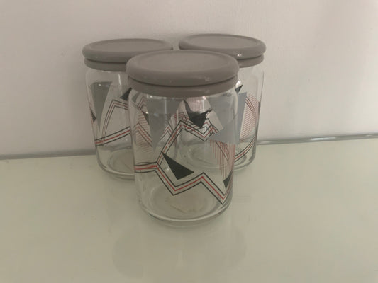 Vintage Retro Geometric Glass Canister Jars set