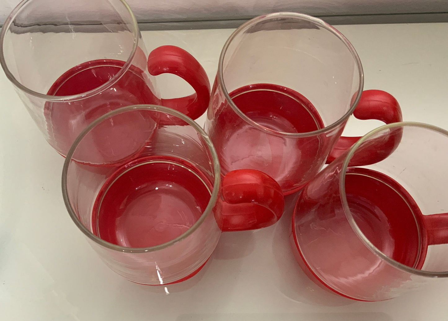 red Pyrex Mugs