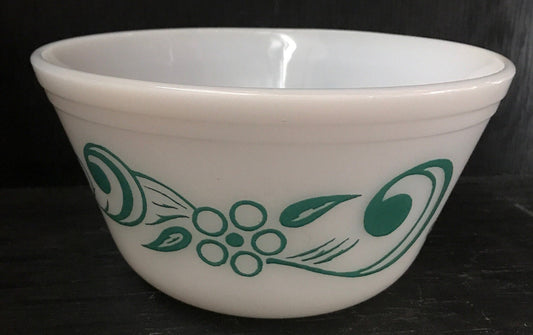 Vintage Federal Glass Turquoise Floral Mixing Bowl